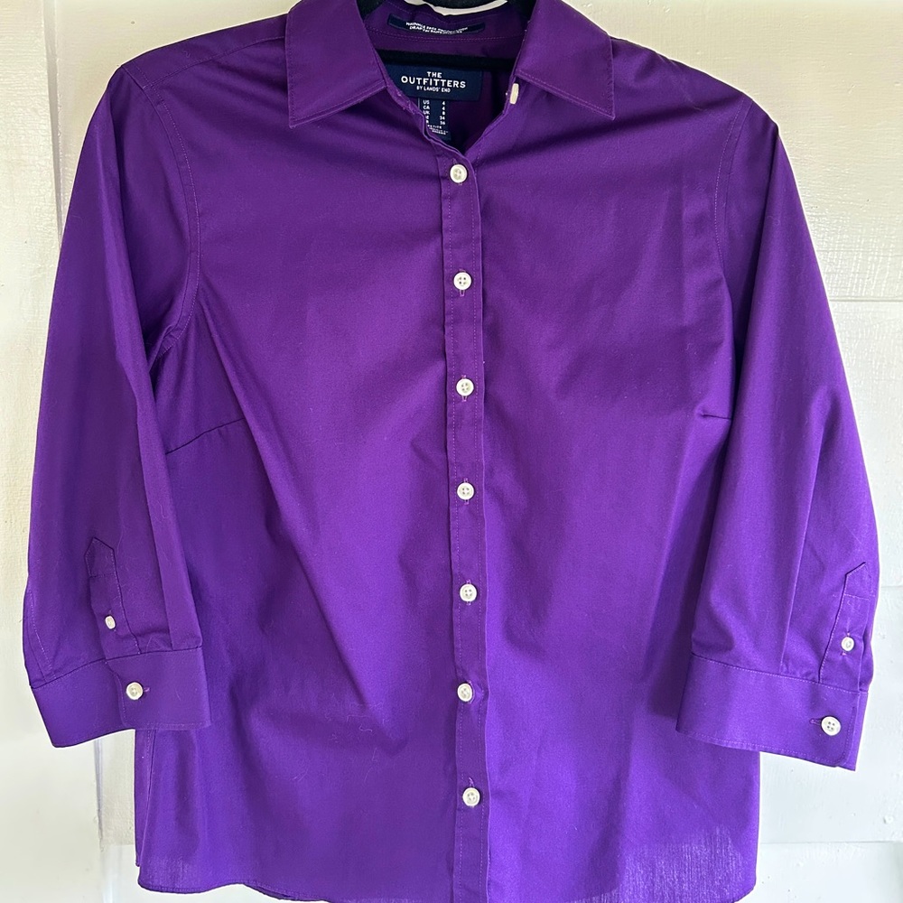 Lands’ End Outfitters Wrinkle Free Button Down Shirt, US 4 Petite